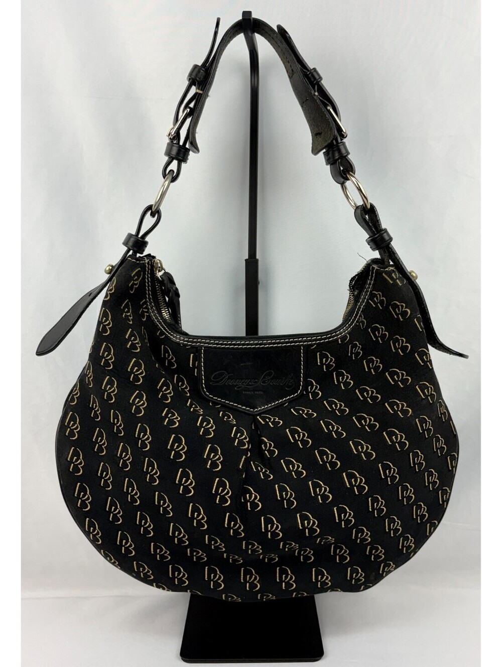 Dooney & Bourke Black/Gold Monogram Hobo Shoulder Bag